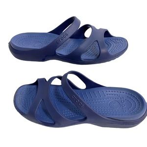 CROCS Shoes Sandals Navy Blue Size 8 Slides Double Strap